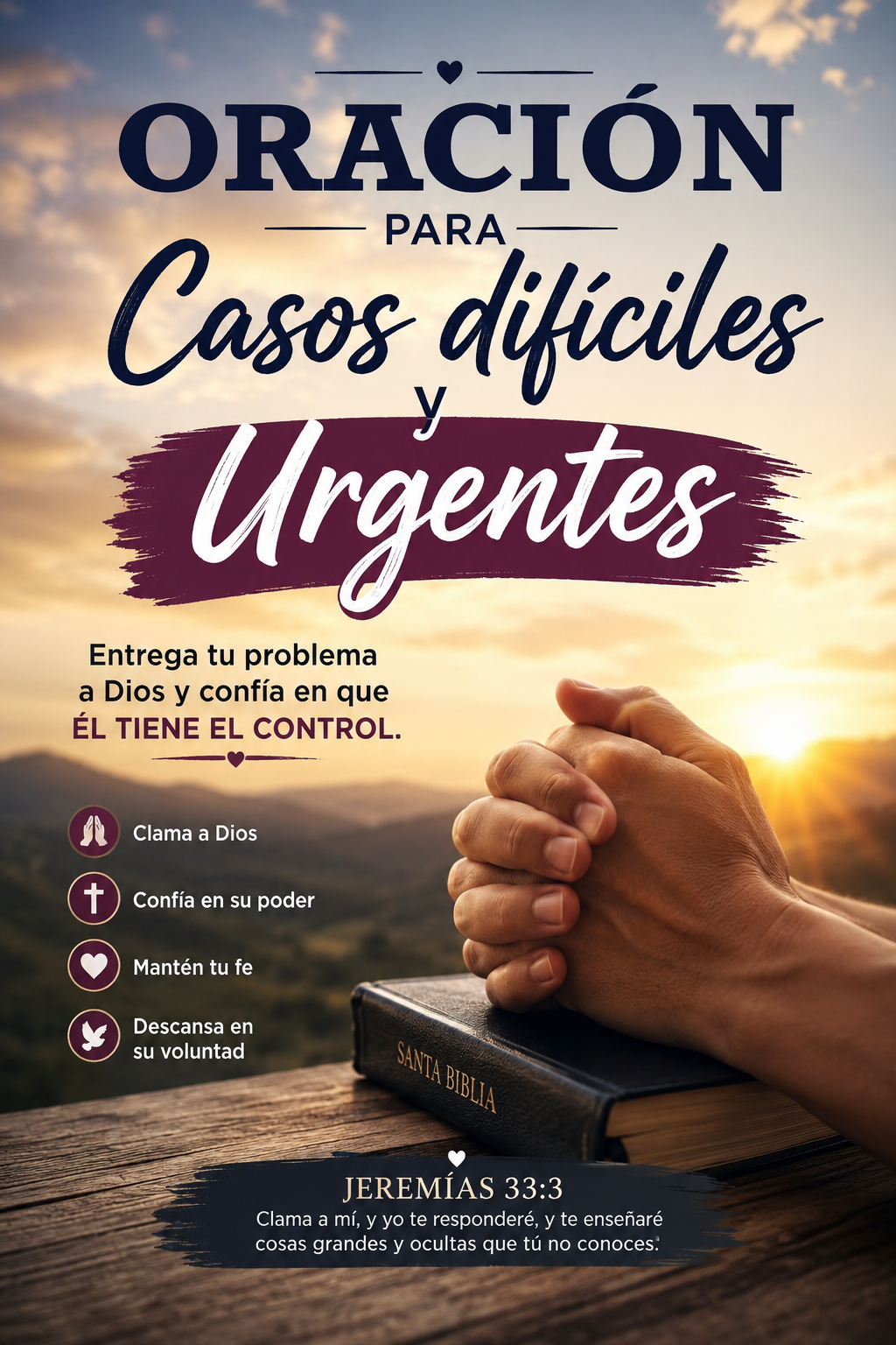 ORACIÓN PARA CASOS DIFICILES Y URGENTES